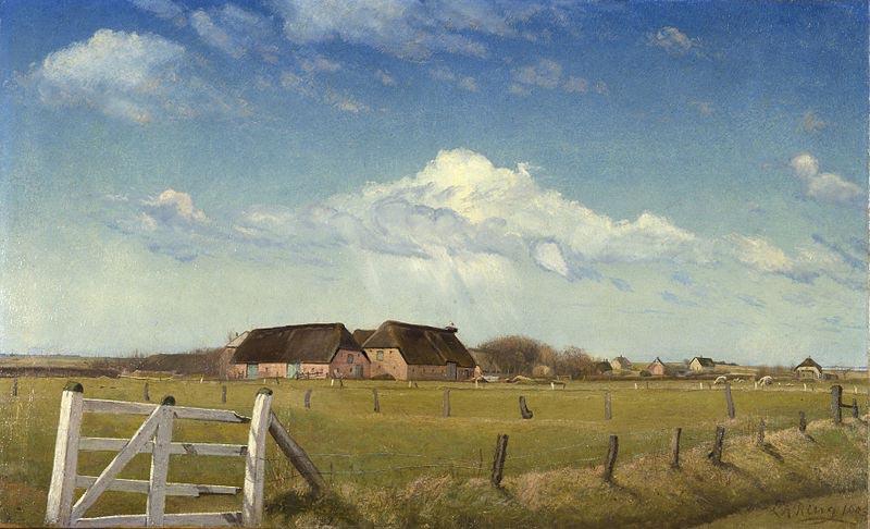 Laurits Andersen Ring Fenced in Pastures by a Farm with a Stork Nest on the Roof